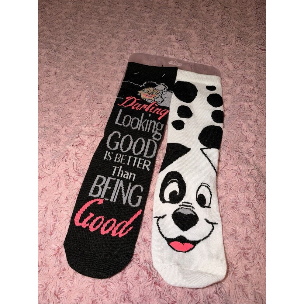 Disney 101 Dalmatians Patch 3D Nose Crew Socks Sock Size 9-11 Shoe Size 5-10